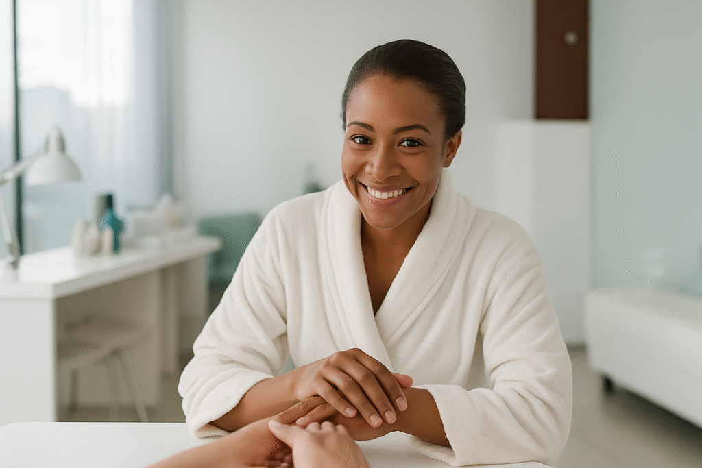 de nuestra clienta en nuestro salón de uñas en Pamplona